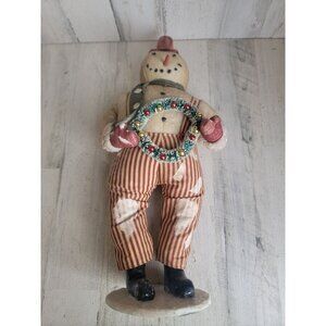 Bethany Lowe plush snowman wreath stripped pants xmas figure